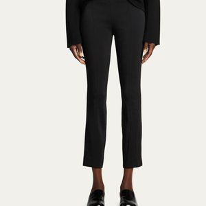 THE ROW Tailored Slim Fit Black Crop Ankle Flat Front Pants